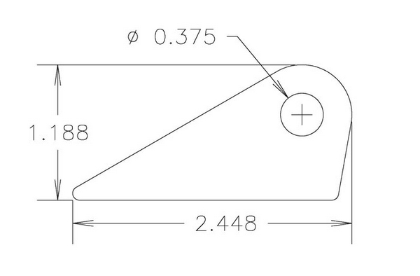 4130 3/16" THK, 3/8" HOLE, 3/4" HT, STRAIGHT CHASSIS TAB - QTY 4